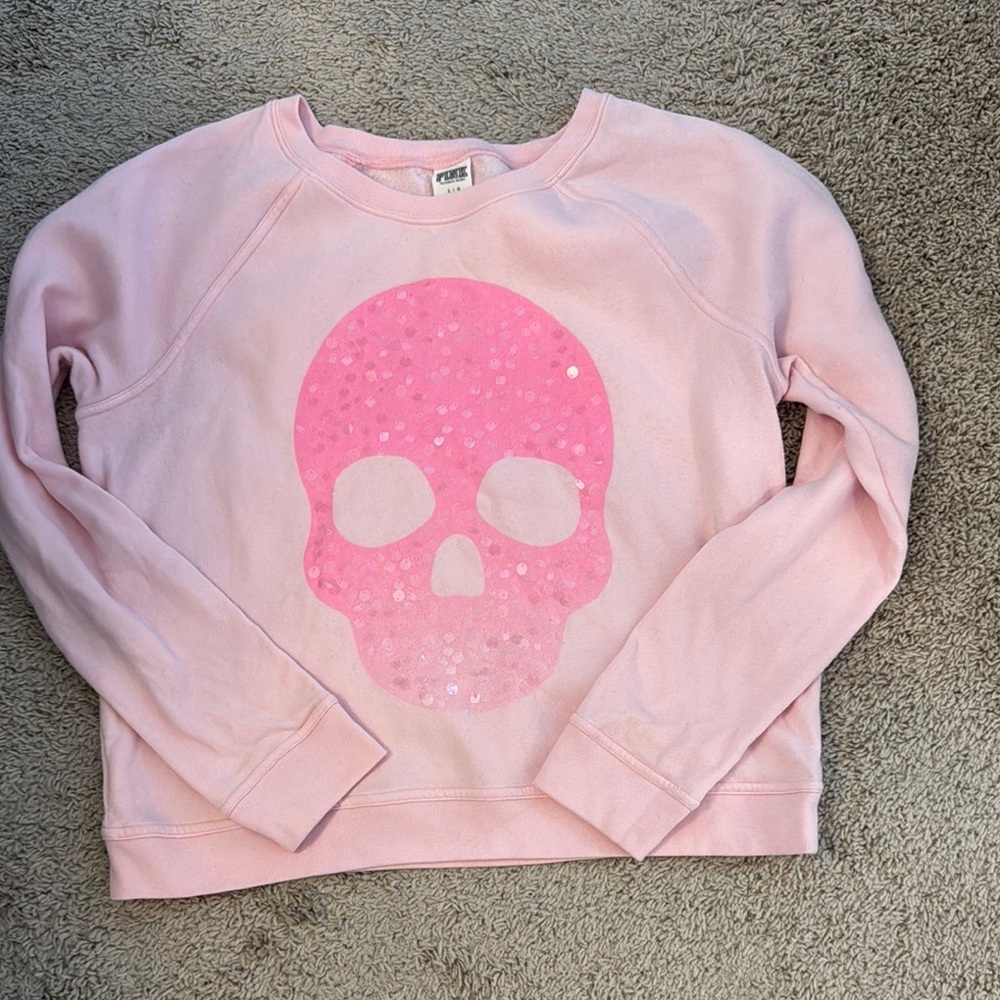 Pink Skull Sequin Sweatshirt
